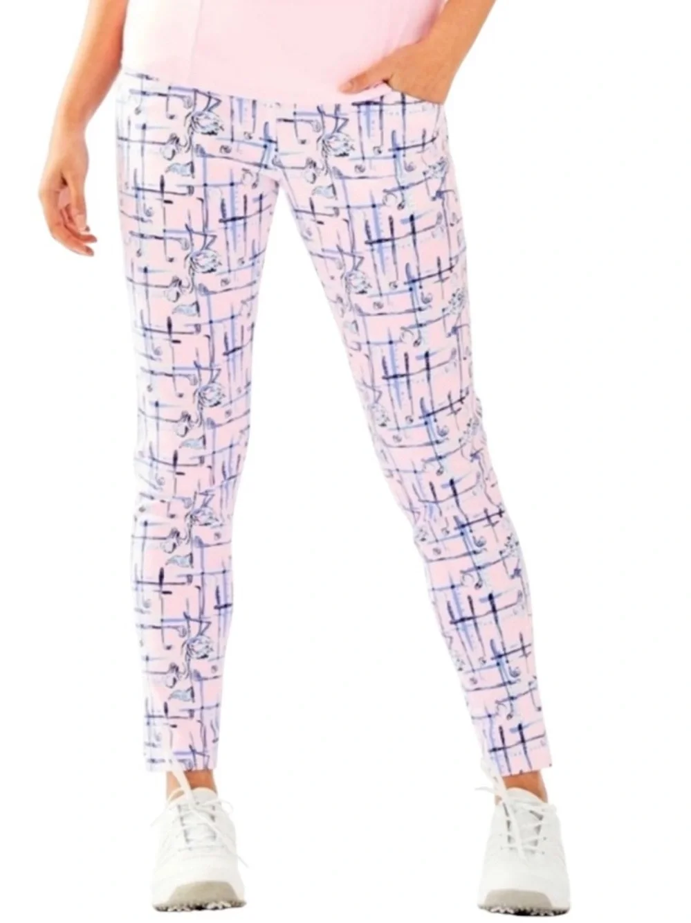 LILLY PULITZER Luxletic Corso Golf Pants Size 8 in Pink Tropical Tint - Picture 12 of 12